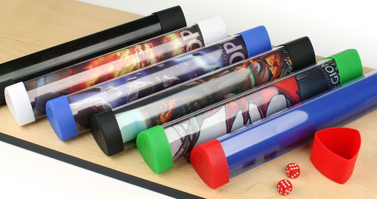 Playmat Tube - Clear/Green with Dice holder